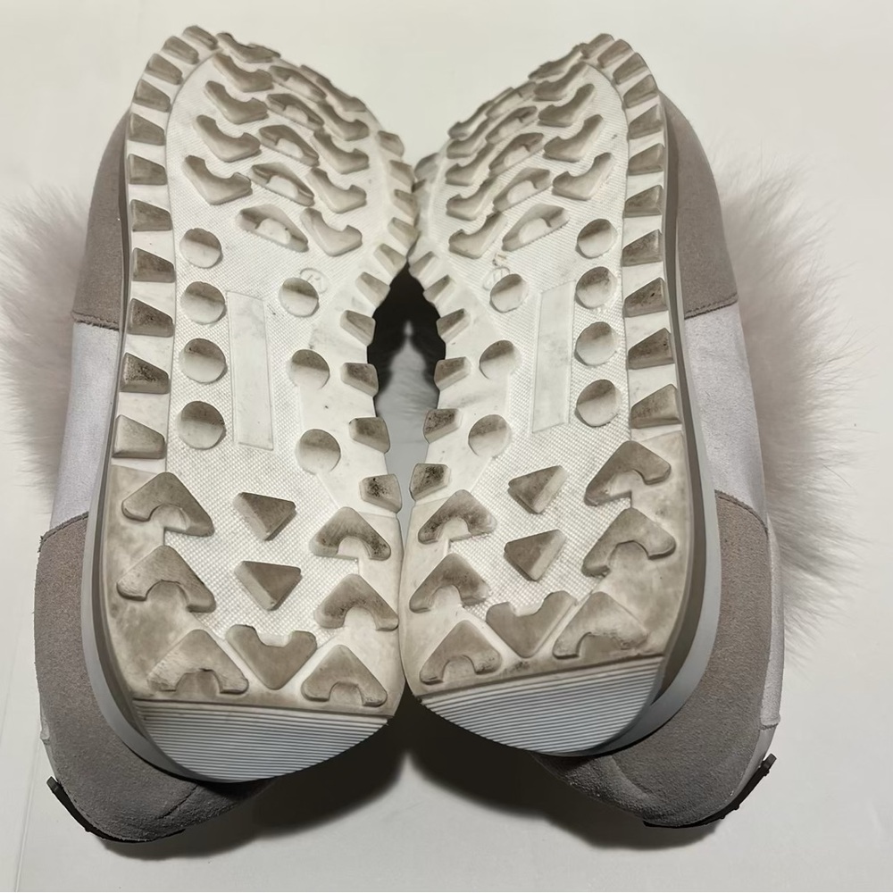 Peserico Gray Suede Faux Fur-Trimmed Chunky Sneakers (41, US 11 - RUNS SMALL) - Picture 13 of 14